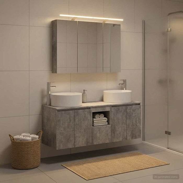 Set dulap baie 4 buc. Gri Beton Lemn prelucrat WALTI