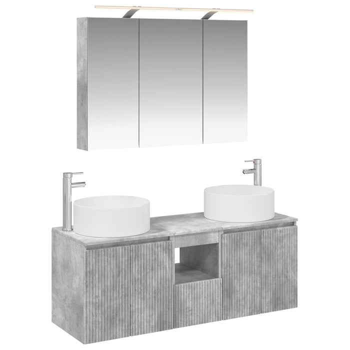 Set dulap baie 4 pcs Gri Beton 100 x 14,5 x 70 cm WALTI