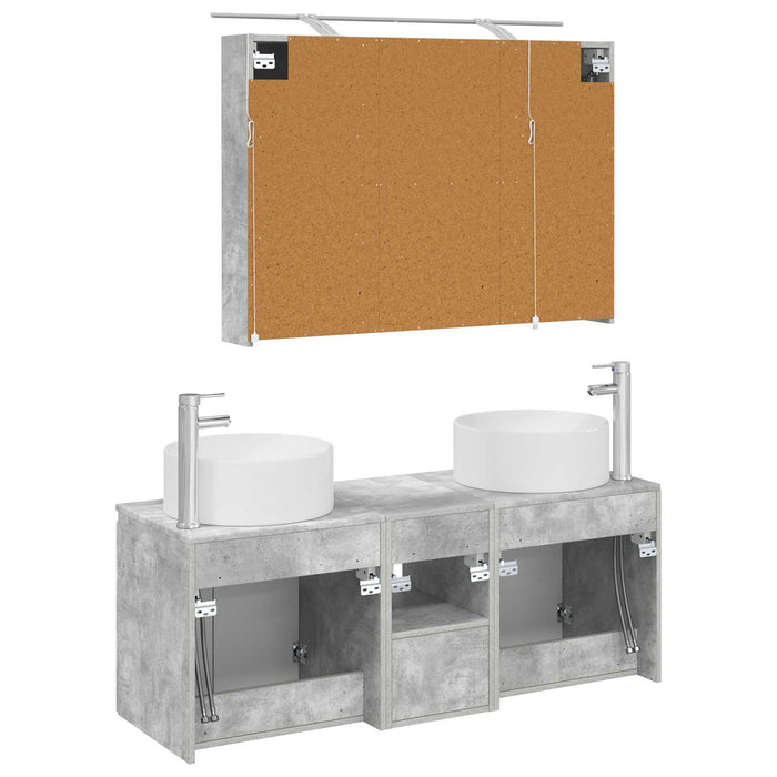 Set dulap baie 4 pcs Gri Beton 100 x 14,5 x 70 cm WALTI