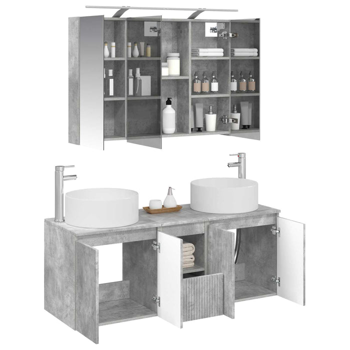 Set dulap baie 4 pcs Gri Beton 100 x 14,5 x 70 cm WALTI