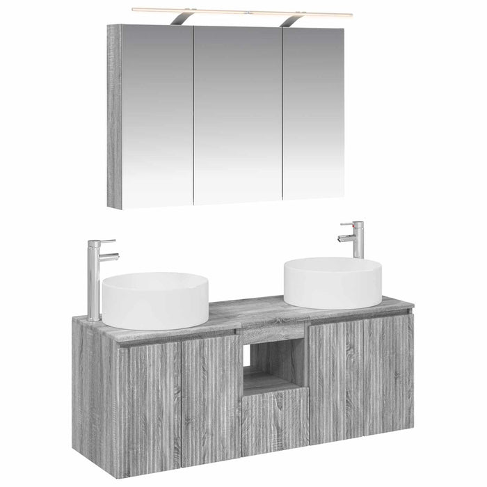 Set dulap baie 4 pcs Sonoma gri 100 x 14,5 x 70 cm WALTI