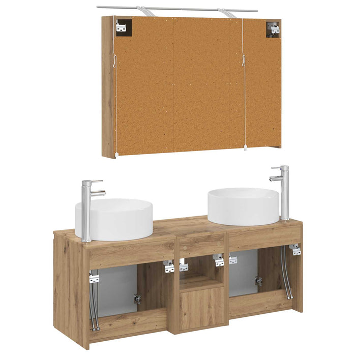 Set dulap baie 4 pcs Stejar Artizanal 100 x 14,5 x 70 cm WALTI