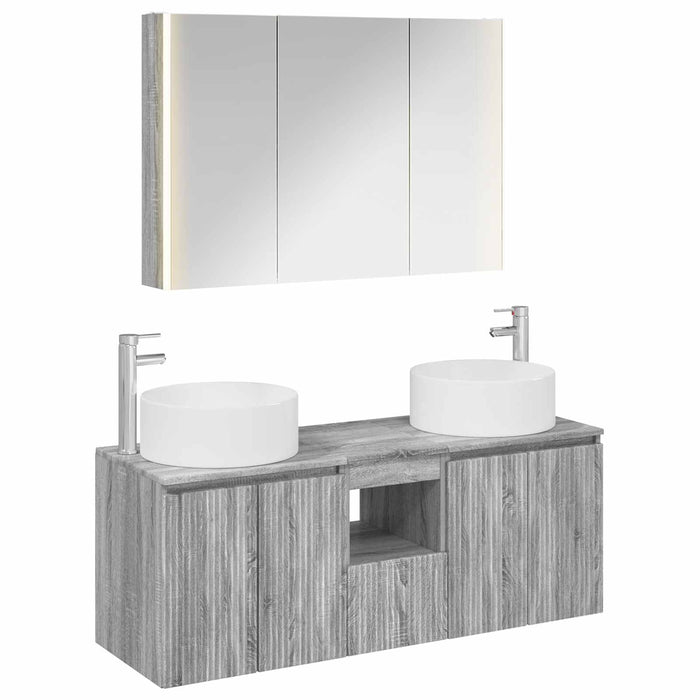 Set dulap baie 4 pcs Sonoma gri 103,5 x 15,5 x 70 cm WALTI