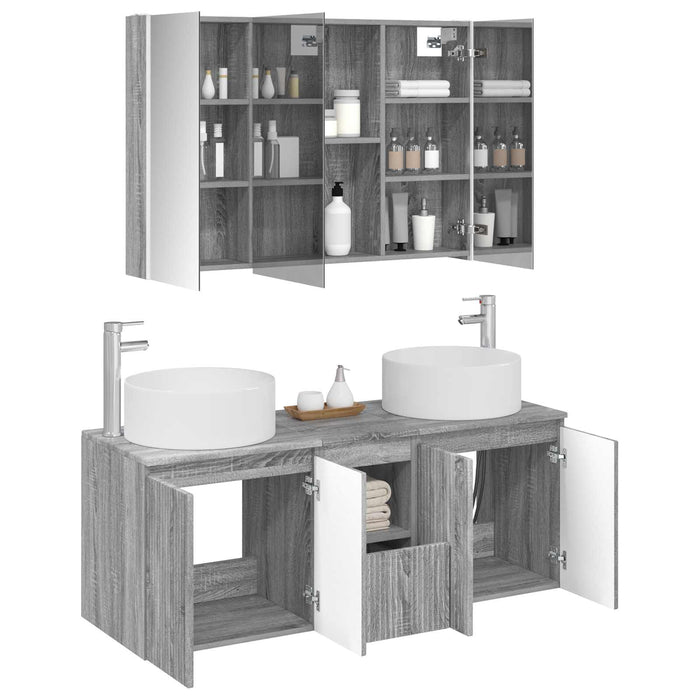 Set dulap baie 4 pcs Sonoma gri 103,5 x 15,5 x 70 cm WALTI