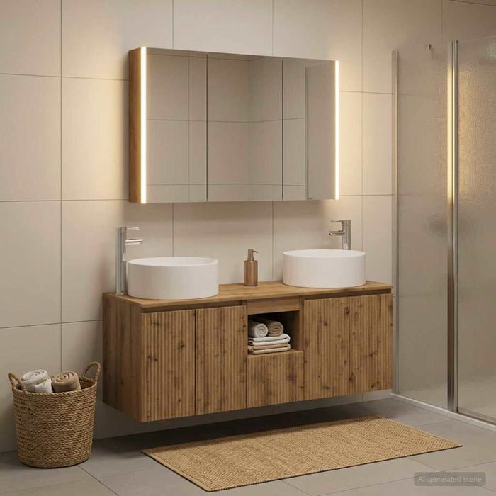 Set dulap baie 4 buc. Stejar Artizanal Lemn prelucrat WALTI