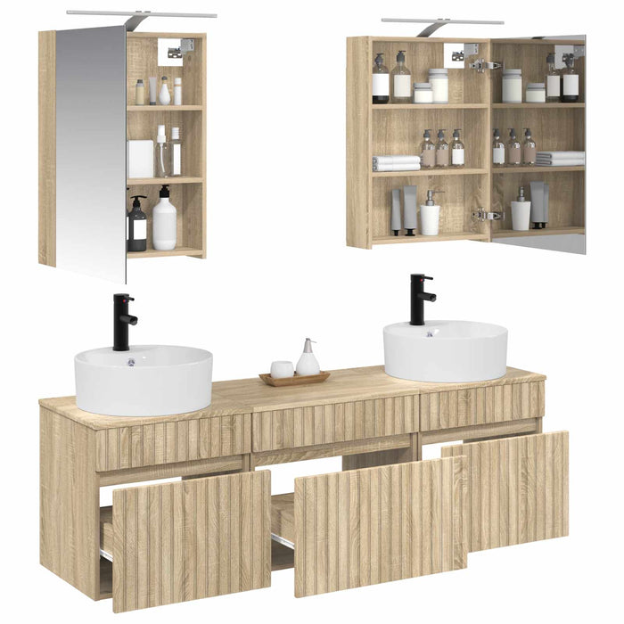 Set dulap baie 5 pcs Stejar Sonoma 50 x 14,5 x 70 cm WALTI