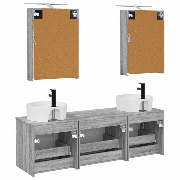 Set dulap baie 5 pcs Sonoma gri 50 x 14,5 x 70 cm WALTI