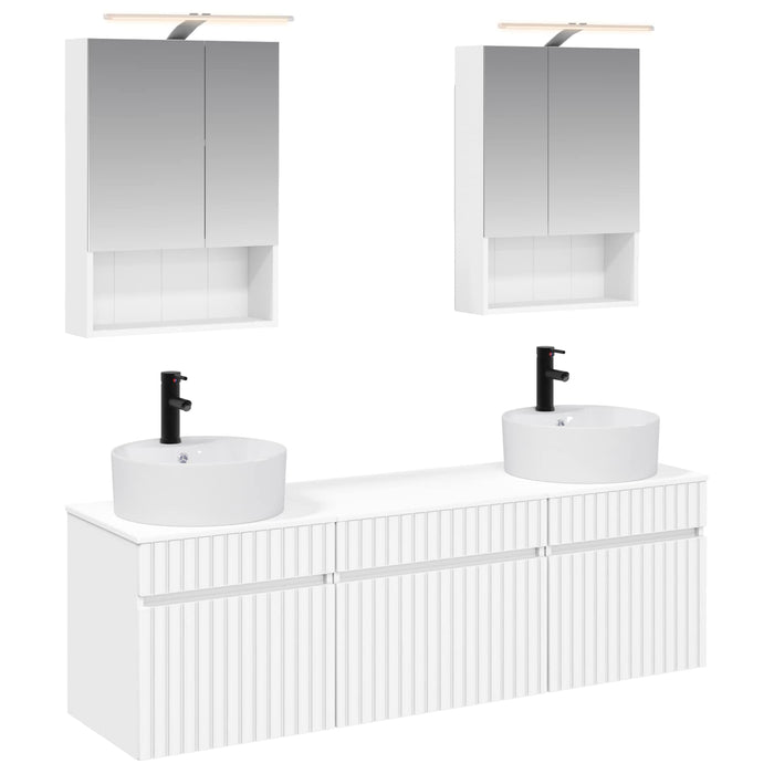 Set dulap baie 5 pcs Alb 50 x 14,5 x 70 cm Lemn prelucrat WALTI