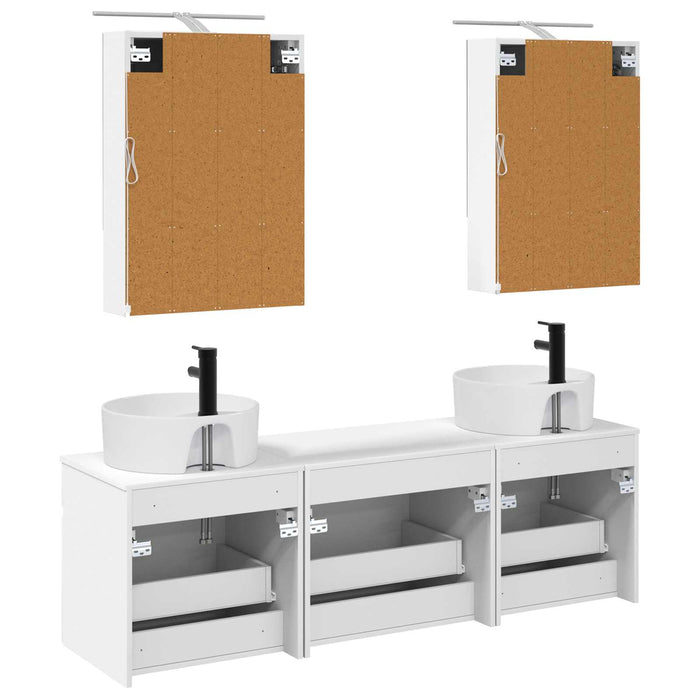 Set dulap baie 5 pcs Alb 50 x 14,5 x 70 cm Lemn prelucrat WALTI