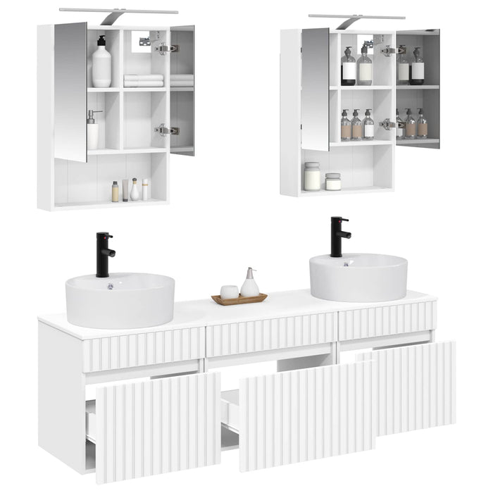 Set dulap baie 5 pcs Alb 50 x 14,5 x 70 cm Lemn prelucrat WALTI
