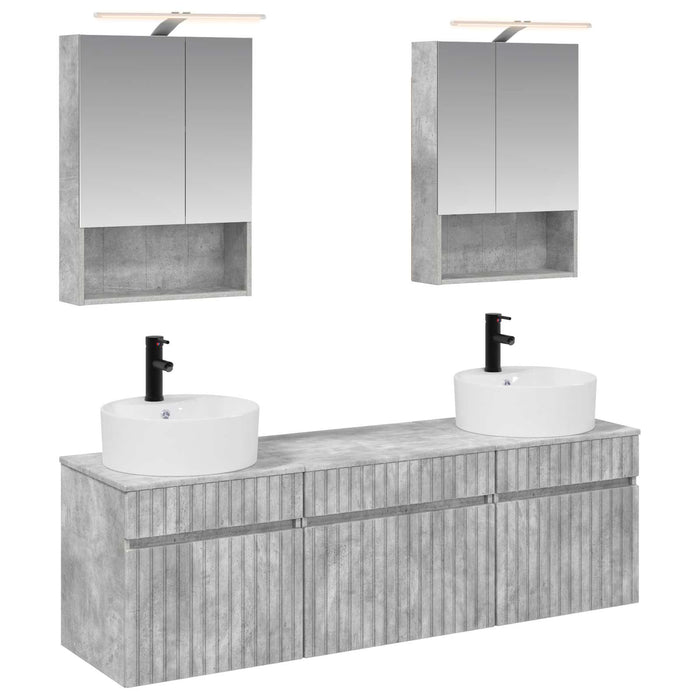 Set dulap baie 5 pcs Gri Beton 50 x 14,5 x 70 cm Lemn prelucrat WALTI