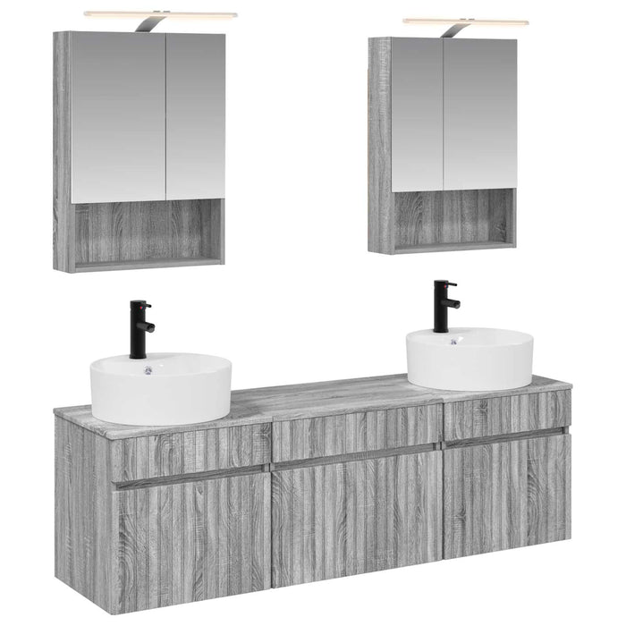 Set dulap baie 5 pcs Sonoma gri 50 x 14,5 x 70 cm WALTI