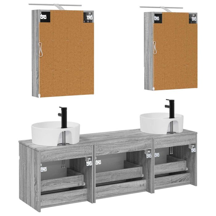 Set dulap baie 5 pcs Sonoma gri 50 x 14,5 x 70 cm WALTI
