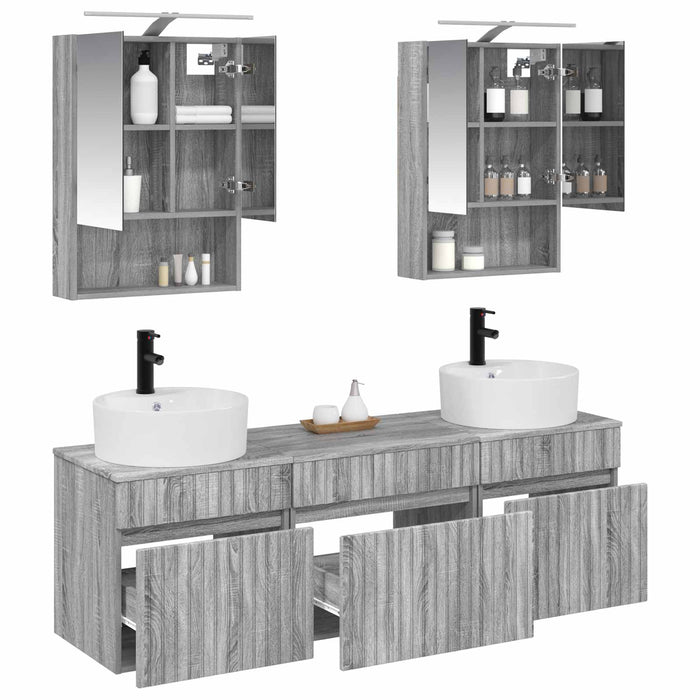 Set dulap baie 5 pcs Sonoma gri 50 x 14,5 x 70 cm WALTI
