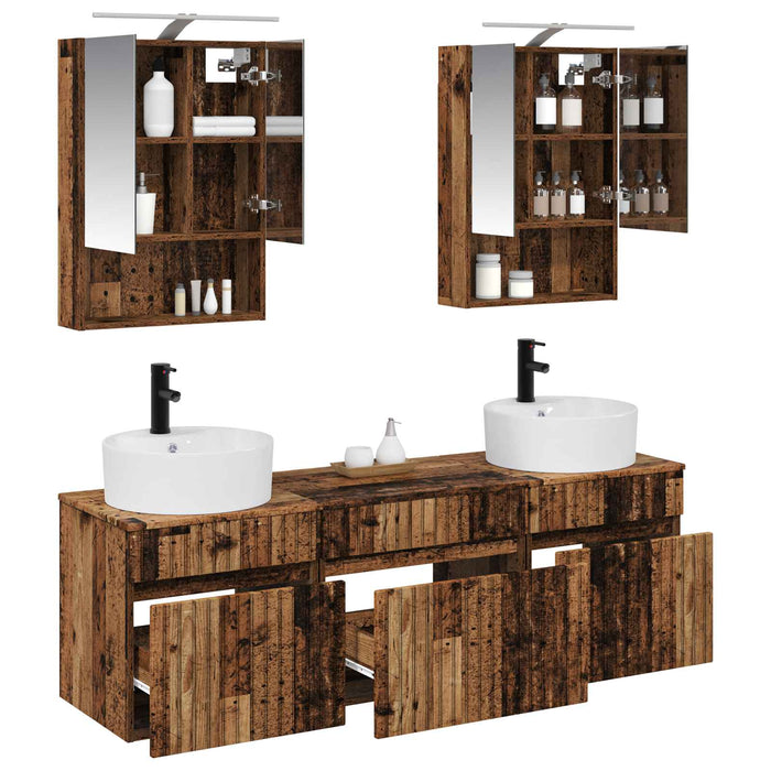 Set dulap baie 5 pcs Lemn vechi Lemn prelucrat WALTI