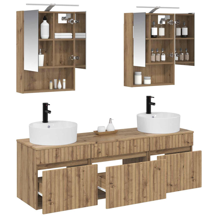 Set dulap baie 5 pcs Stejar Artizanal 50 x 14,5 x 70 cm WALTI
