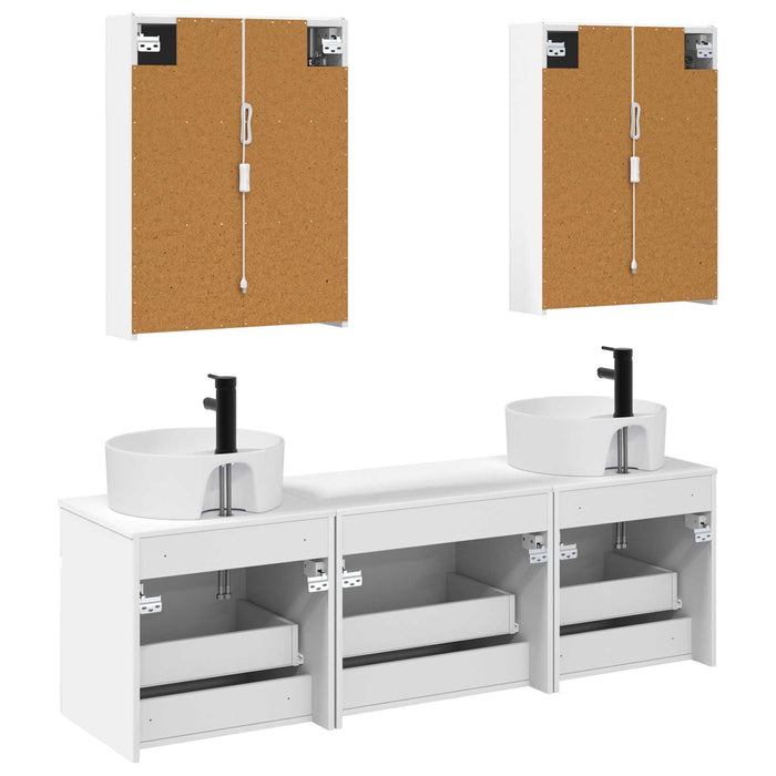 Set dulap baie 5 pcs Alb 53 x 15,5 x 70 cm Lemn prelucrat WALTI