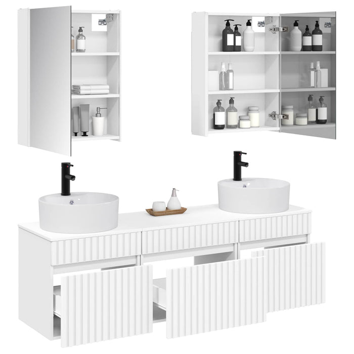 Set dulap baie 5 pcs Alb 53 x 15,5 x 70 cm Lemn prelucrat WALTI