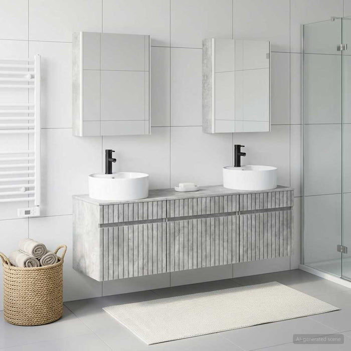Set dulap baie 5 buc. Gri Beton Lemn prelucrat - WALTI WALTI
