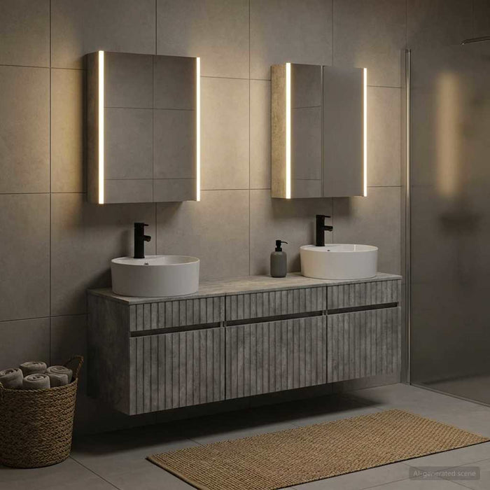 Set dulap baie 5 buc. Gri Beton Lemn prelucrat - WALTI WALTI