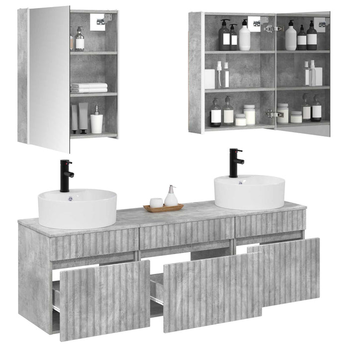 Set dulap baie 5 pcs Gri Beton 53 x 15,5 x 70 cm Lemn prelucrat WALTI