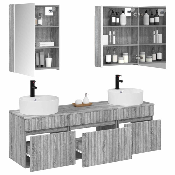 Set dulap baie 5 pcs Sonoma gri 53 x 15,5 x 70 cm WALTI