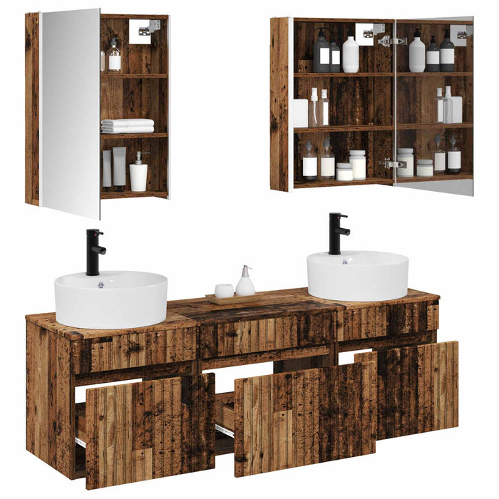 Set dulap baie 5 pcs Lemn vechi 53 x 15,5 x 70 cm WALTI