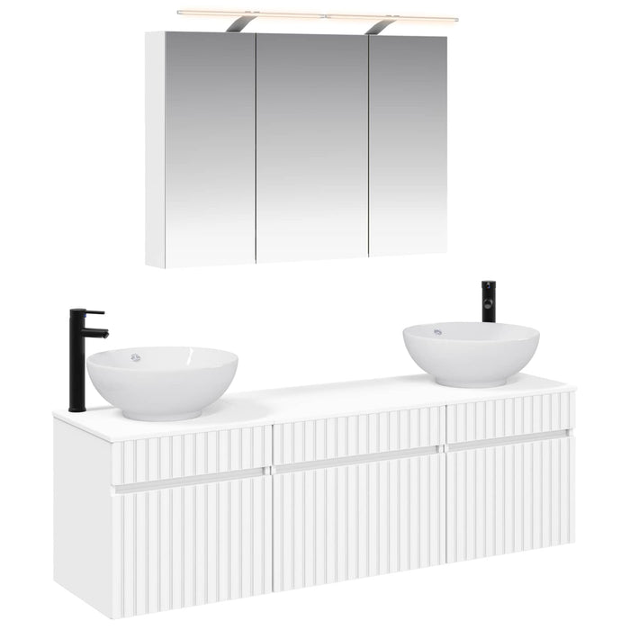 Set dulap baie 4 pcs Alb 100 x 14,5 x 70 cm Lemn prelucrat WALTI