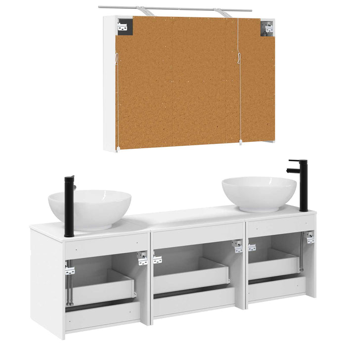 Set dulap baie 4 pcs Alb 100 x 14,5 x 70 cm Lemn prelucrat WALTI