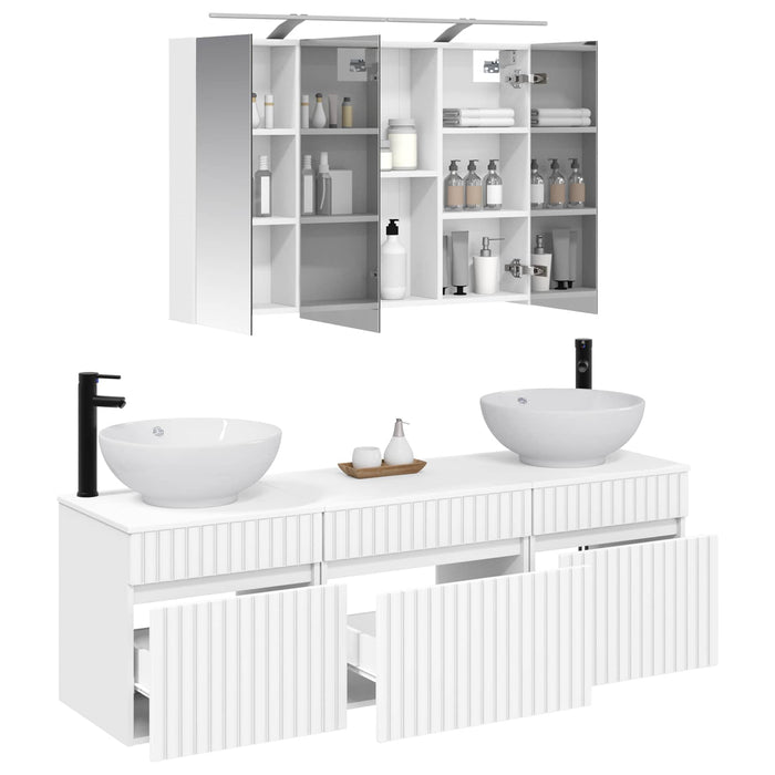 Set dulap baie 4 pcs Alb 100 x 14,5 x 70 cm Lemn prelucrat WALTI
