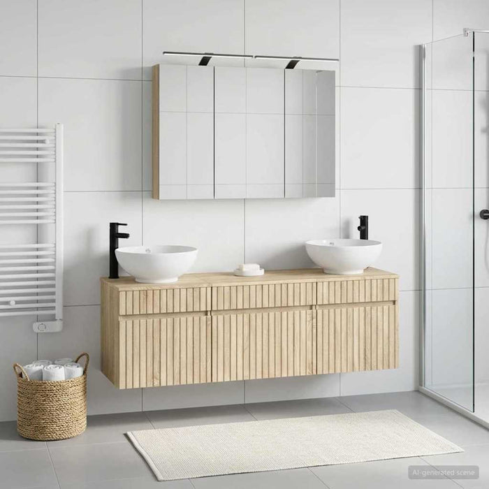 Set dulap baie 4 pcs Stejar Sonoma Lemn prelucrat WALTI