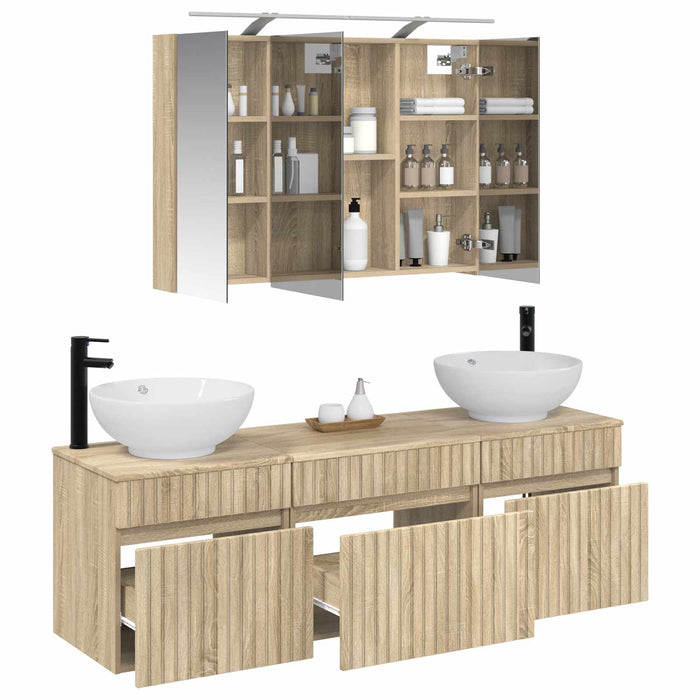Set dulap baie 4 pcs Stejar Sonoma Lemn prelucrat WALTI