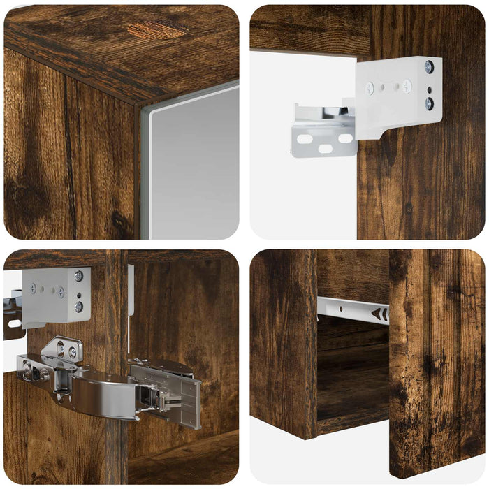 Set dulap baie 4 buc. Stejar fumuriu Lemn prelucrat WALTI