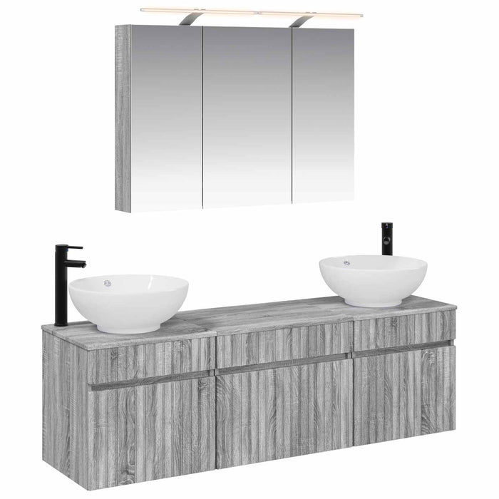 Set dulap baie 4 pcs Sonoma gri 100 x 14,5 x 70 cm WALTI