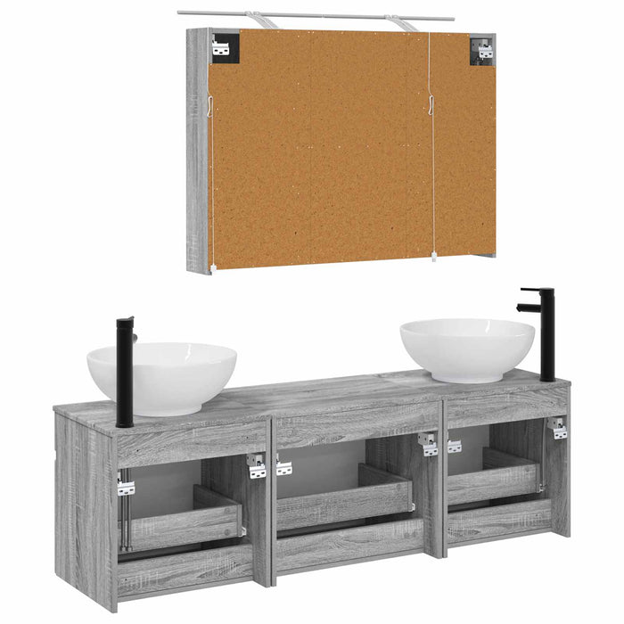 Set dulap baie 4 pcs Sonoma gri 100 x 14,5 x 70 cm WALTI