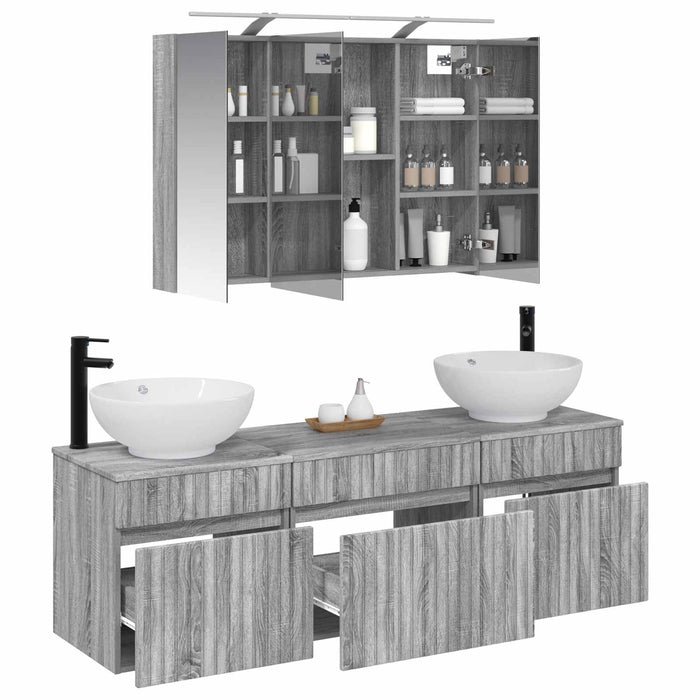 Set dulap baie 4 pcs Sonoma gri 100 x 14,5 x 70 cm WALTI