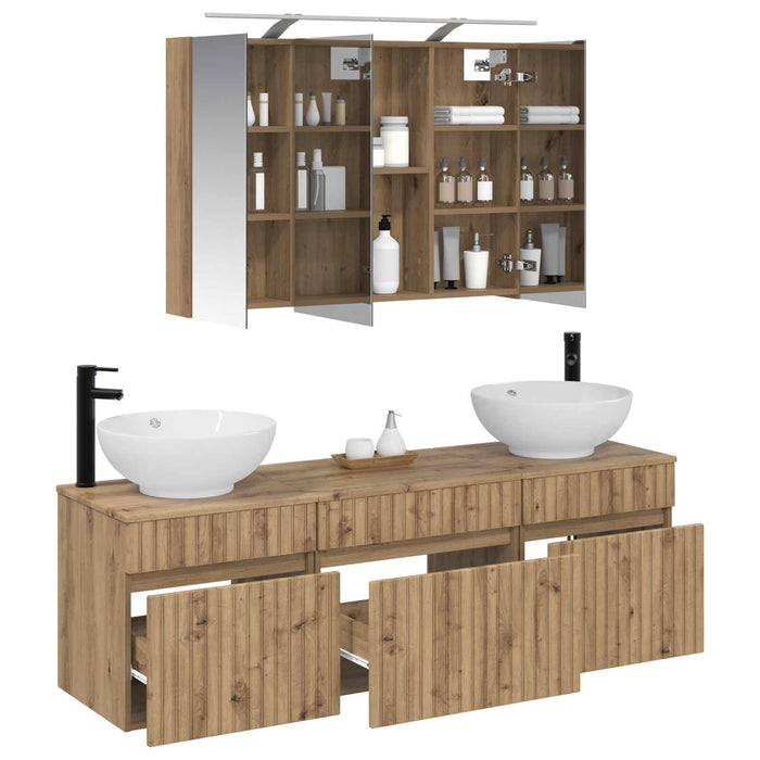 Set dulap baie 4 pcs Stejar Artizanal 100 x 14,5 x 70 cm WALTI