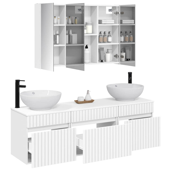 Set dulap baie 4 pcs Alb 103,5 x 15,5 x 70 cm Lemn prelucrat WALTI