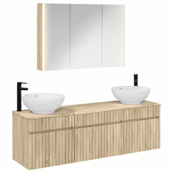 Set dulap baie 4 pcs Stejar Sonoma 103,5 x 15,5 x 70 cm WALTI