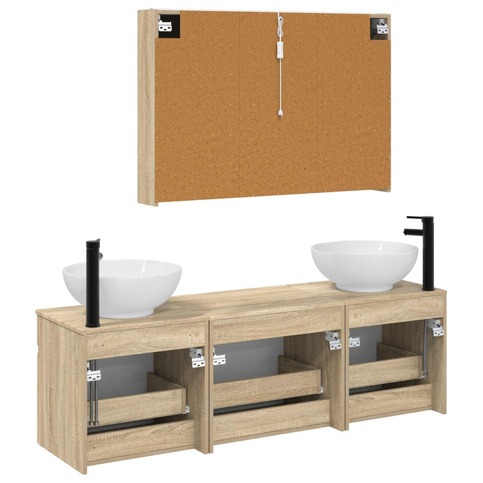 Set dulap baie 4 pcs Stejar Sonoma 103,5 x 15,5 x 70 cm WALTI