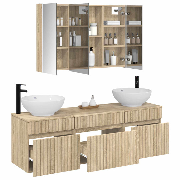 Set dulap baie 4 pcs Stejar Sonoma 103,5 x 15,5 x 70 cm WALTI