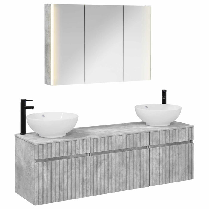 Set dulap baie 4 pcs Gri Beton 103,5 x 15,5 x 70 cm WALTI