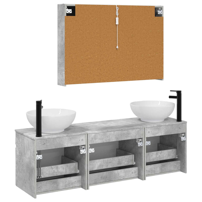 Set dulap baie 4 pcs Gri Beton 103,5 x 15,5 x 70 cm WALTI