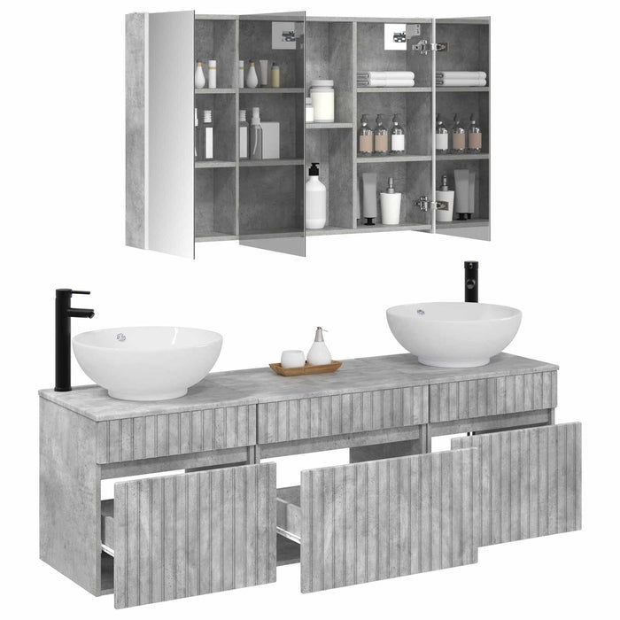 Set dulap baie 4 pcs Gri Beton 103,5 x 15,5 x 70 cm WALTI