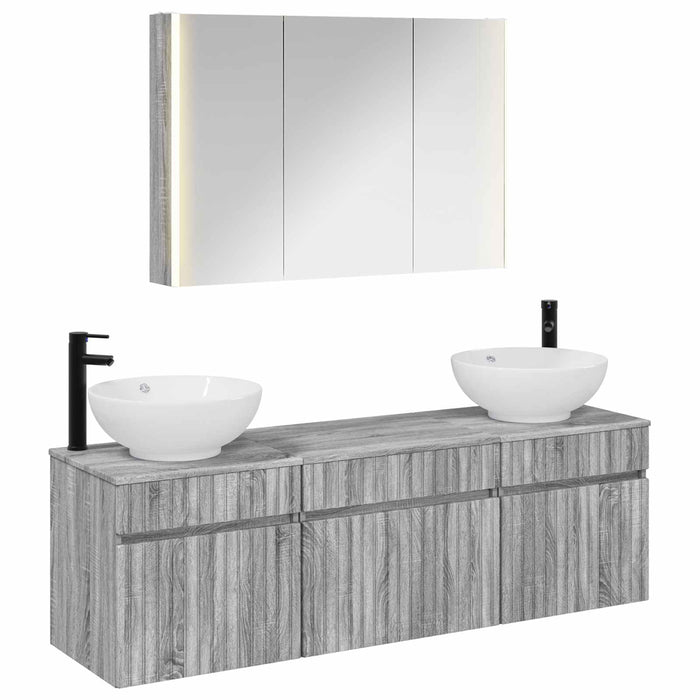 Set dulap baie 4 pcs Sonoma gri 103,5 x 15,5 x 70 cm WALTI