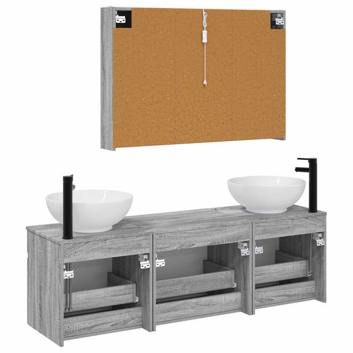 Set dulap baie 4 pcs Sonoma gri 103,5 x 15,5 x 70 cm WALTI