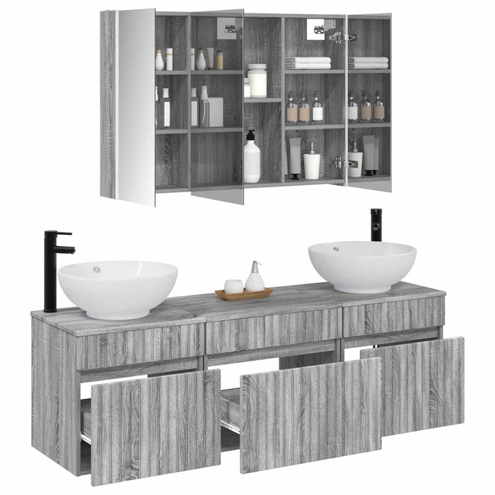Set dulap baie 4 pcs Sonoma gri 103,5 x 15,5 x 70 cm WALTI