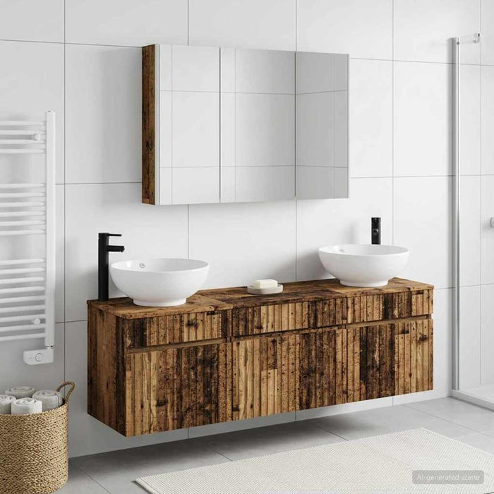 Set dulap baie 4 pcs Lemn vechi 103,5 x 15,5 x 70 cm WALTI