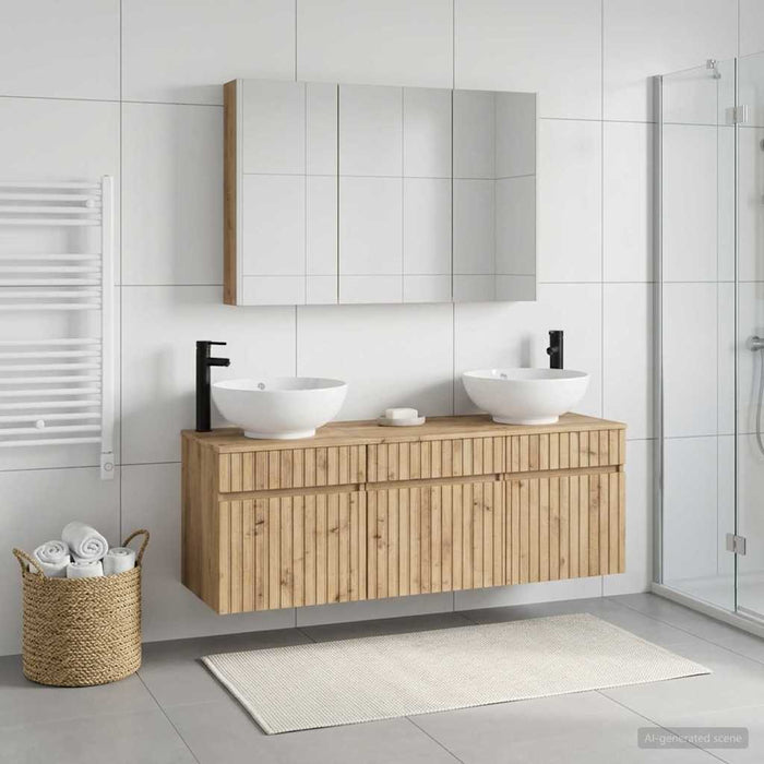Set dulap baie 4 buc. Stejar Artizanal Lemn prelucrat - WALTI WALTI