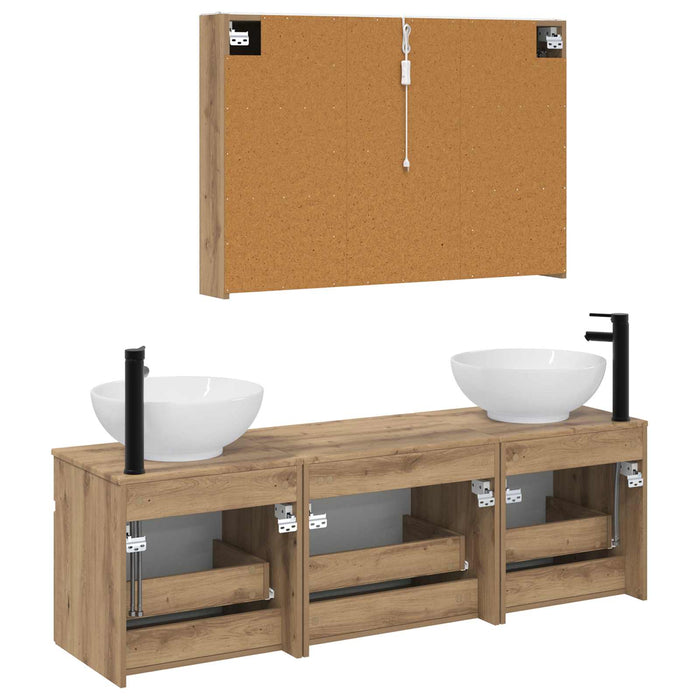 Set dulap baie 4 pcs Stejar Artizanal 103,5 x 15,5 x 70 cm WALTI